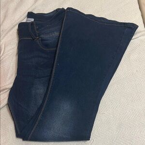 BAMBOO Blue Flare Wide Leg Jeans with Stretch